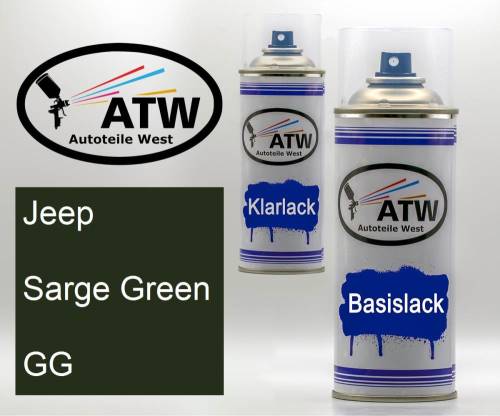Jeep, Sarge Green, GG: 400ml Sprühdose + 400ml Klarlack - Set, von ATW Autoteile West.